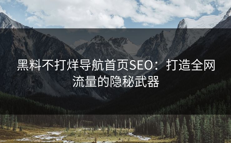 黑料不打烊导航首页SEO：打造全网流量的隐秘武器