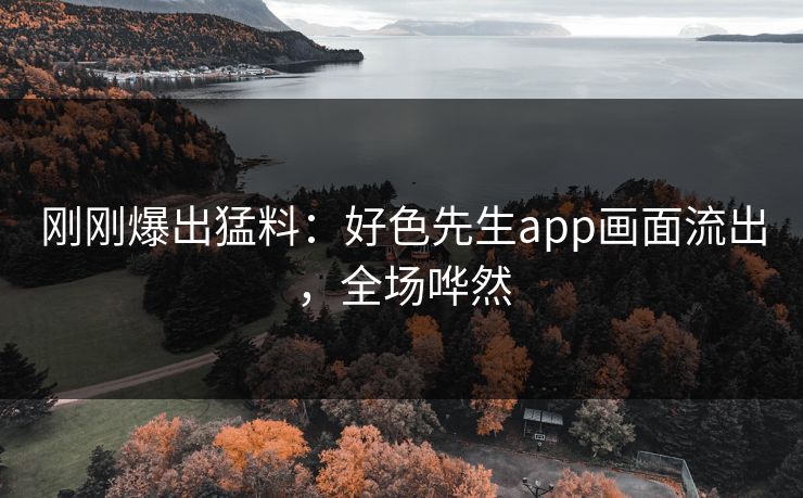 刚刚爆出猛料：好色先生app画面流出，全场哗然