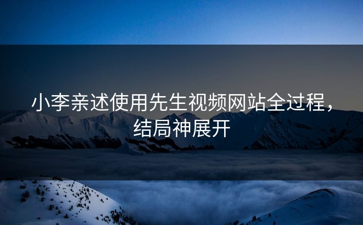 小李亲述使用先生视频网站全过程，结局神展开