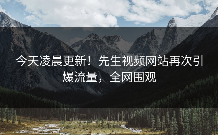 今天凌晨更新！先生视频网站再次引爆流量，全网围观