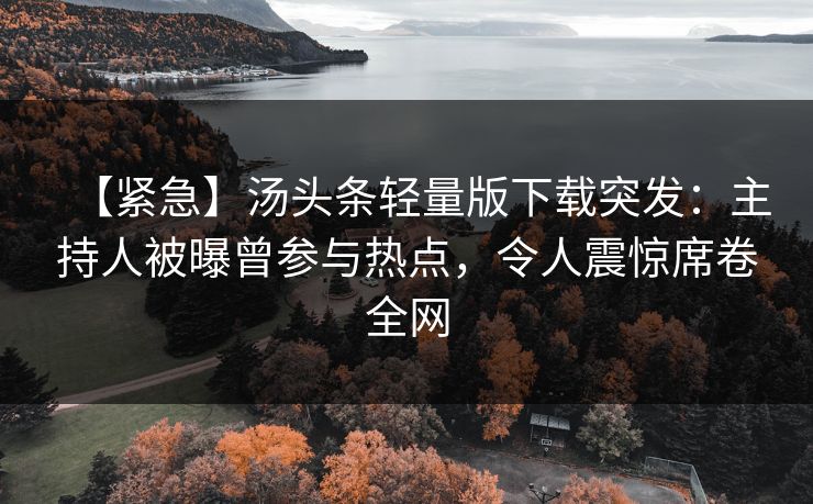 【紧急】汤头条轻量版下载突发：主持人被曝曾参与热点，令人震惊席卷全网