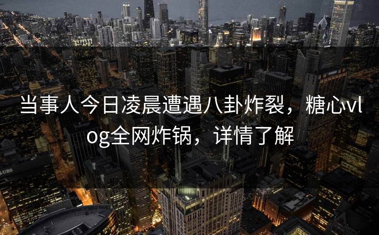 当事人今日凌晨遭遇八卦炸裂，糖心vlog全网炸锅，详情了解
