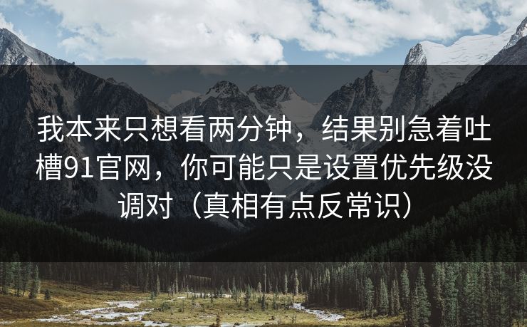 我本来只想看两分钟，结果别急着吐槽91官网，你可能只是设置优先级没调对（真相有点反常识）